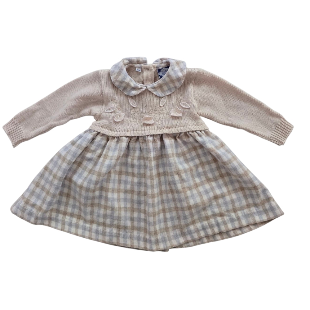 Vintage Y2k Carriage Boutiques By Friedknit Creations Beige/Gray Plaid Dress
